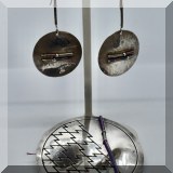J064. Silver disc drop earrings and disc pin. Signed. - $48 